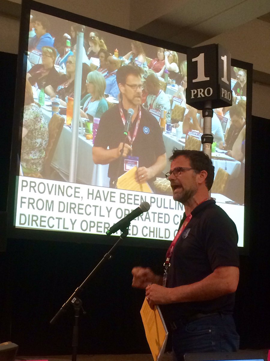 lexus4ess's tweet photo. Tim maguire President of Cupelocal 79, speaks and support resolution of child care. @cupelocal79 #CUPEON16 #TO79 https://t.co/E8tI2UuG30