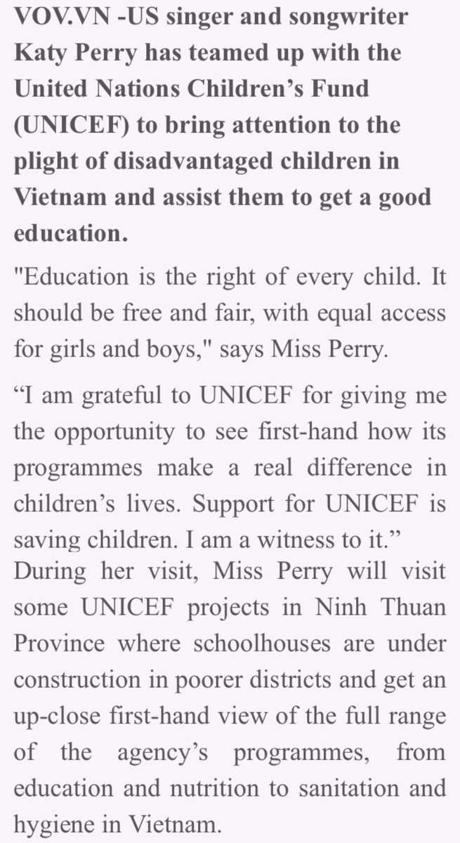 katyperrylately's tweet photo. Katy In Vietnam - Here's some more photos and info: 

#UNICEF https://t.co/Dgu5H1vNgR