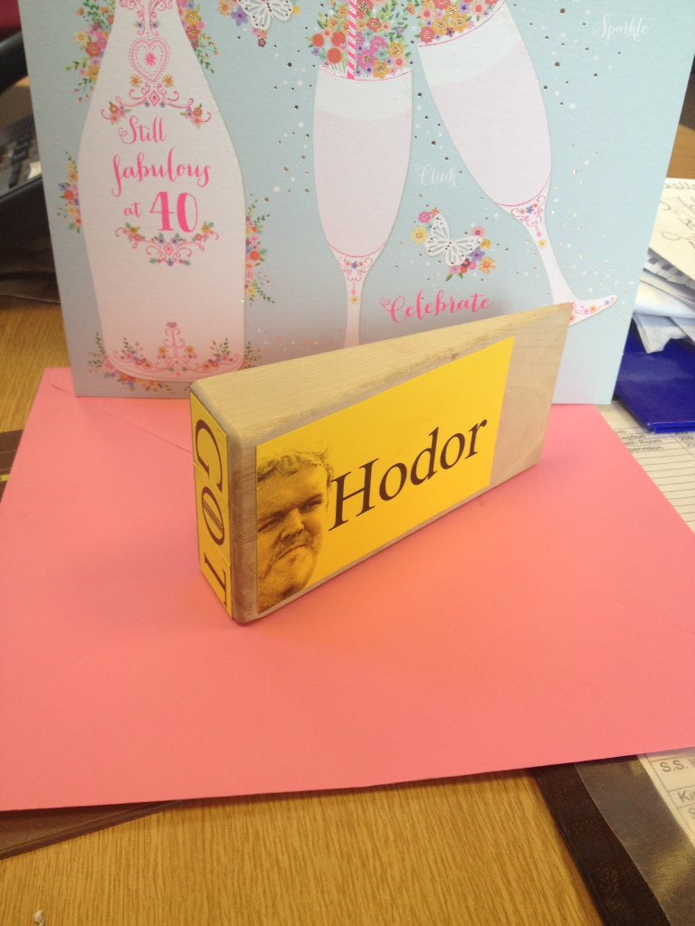 Stivvy76's tweet photo. Best birthday present ever!!! 😀#GameofThrones #GoTAlantic #HoldTheDoor #Hodor #toosoon 😢 @GameOfThrones https://t.co/yGF4cgzOeG