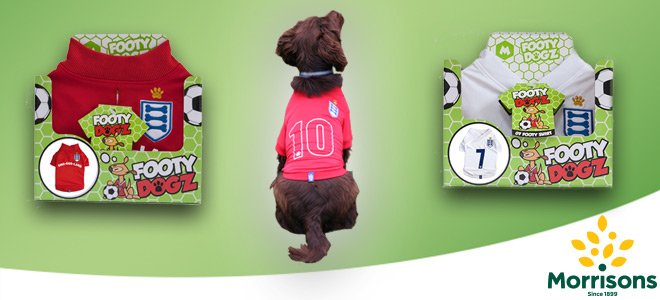 Morrisons's tweet photo. Tweet your best pet dress up pic using #PetWin to #Win one of our new dog football strips https://t.co/ZlnhL4cPkq https://t.co/h8Q0fPdSvR
