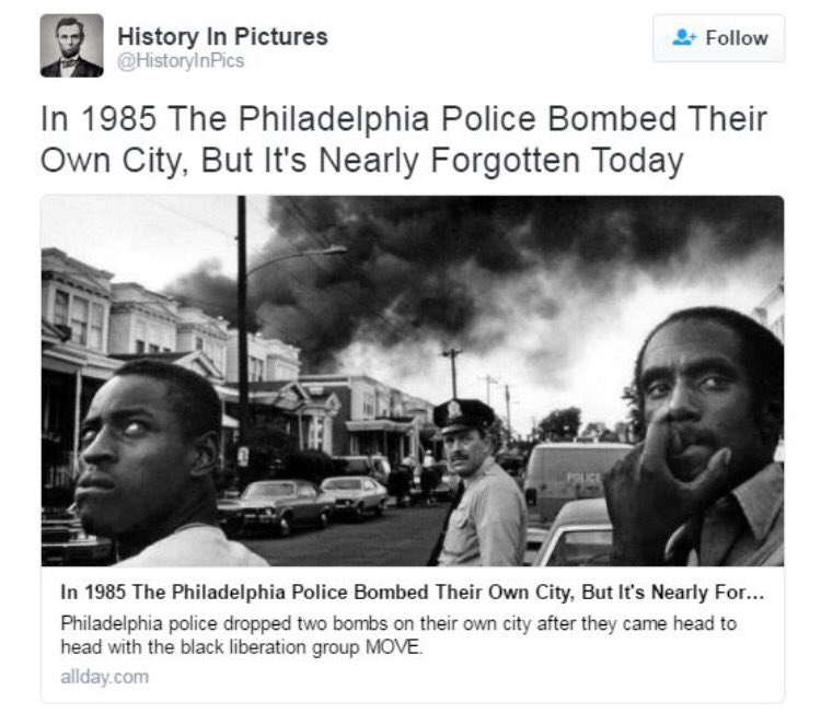 amandaseales's tweet image. The Philadelphia literally BOMBED its own city &amp;amp; we wonder how black anger finds its way to black violence? Cmon.