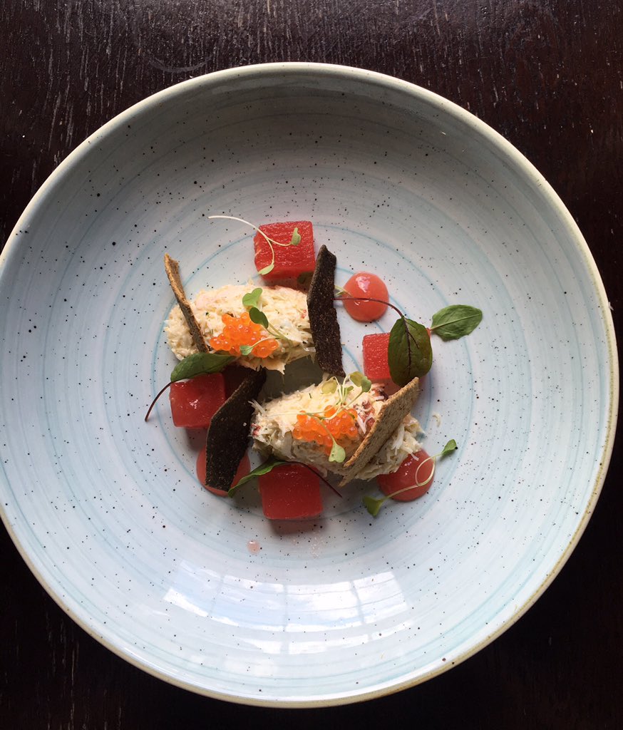 TheOarsman's tweet photo. Donegal crab @goatsbridge caviar comp watermelon, summer starter @davemullanchef https://t.co/AZYZJL8DXP