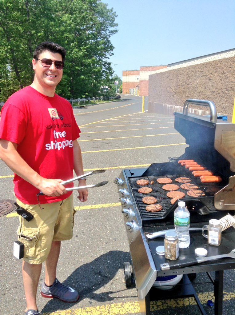 It is his last day and he is grilling for the team! <a href="/MDB729/">Matt Baker</a>   We wish you all the best, you will be missed at 1109!