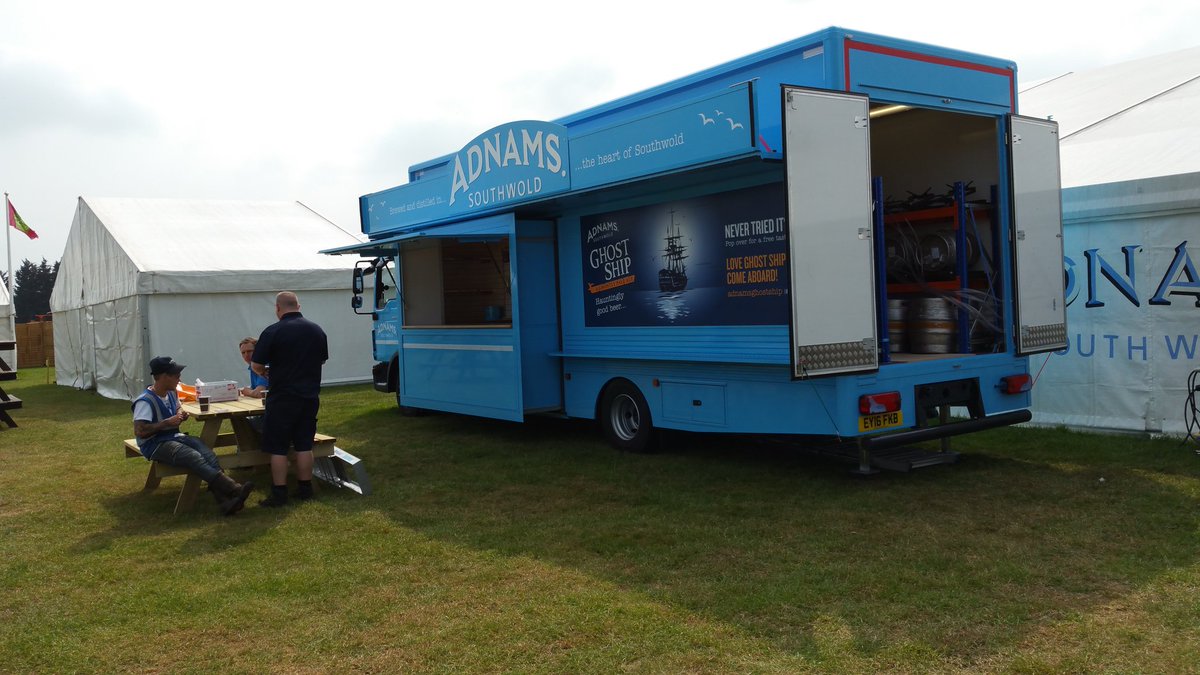 Adnams's tweet photo. RT @beersinafield: Adnams shiny new events truck has arrived @SuffolkShow. First customer's a bit strange though. https://t.co/xSCF8BbtOU