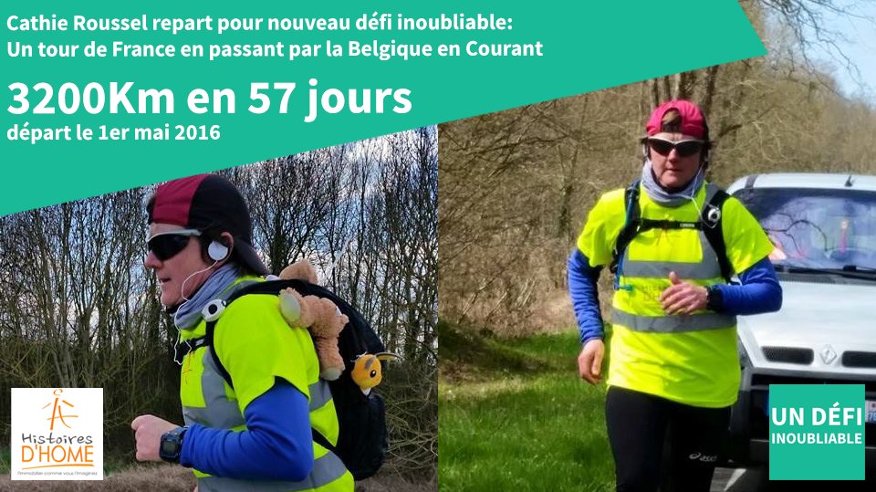 DefiUn's tweet photo. @VilledeNamur Bonjour, Cathie Roussel 3200km en 57j "Un défi inoubliable" passe chez vous le 08/06/2016, suivez là ! https://t.co/aDN3XlMwiW