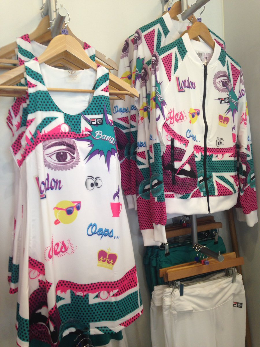 SportsKitStyle's tweet photo. Anyone seen the #Fila by @bartoli_marion tennis range? Think #emojis, eyes and #london skyline. #tennis #FrenchOpen https://t.co/hBXftWElvV