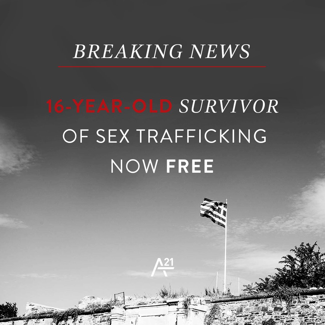 A21's tweet photo. #BREAKINGNEWS: 16-Year-Old girl was rescued from sex trafficking in Greece! https://t.co/lxaP8y9R7t