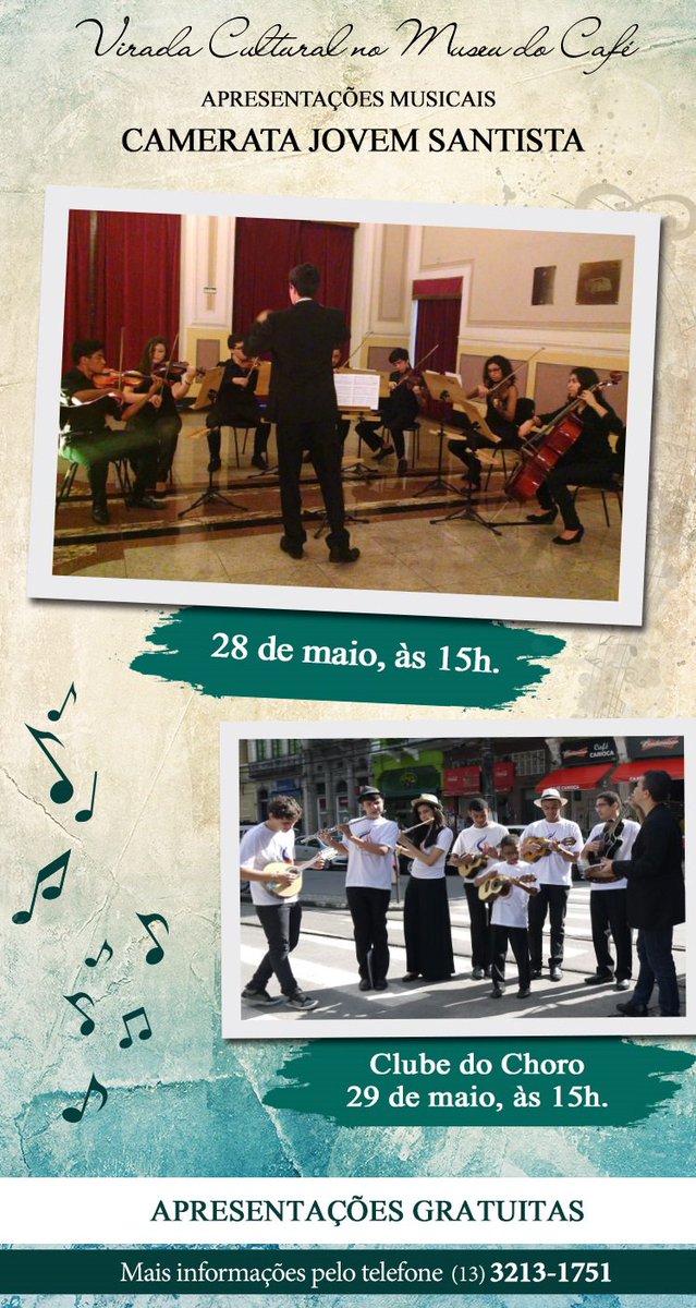 museudocafe's tweet photo. Esse final de semana tem a Virada Cutural! Já tá por dentro da nossa programação? #Virada2016 #musica #museudocafe https://t.co/urmcLMHdNr