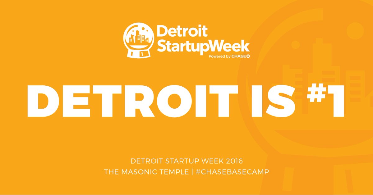 detstartupweek's tweet photo. IT'S OFFICIAL!! Detroit is the highest registered first-year startup week EVER in the US!!! #DETSW16 #chasebasecamp https://t.co/c2abIDT0i4