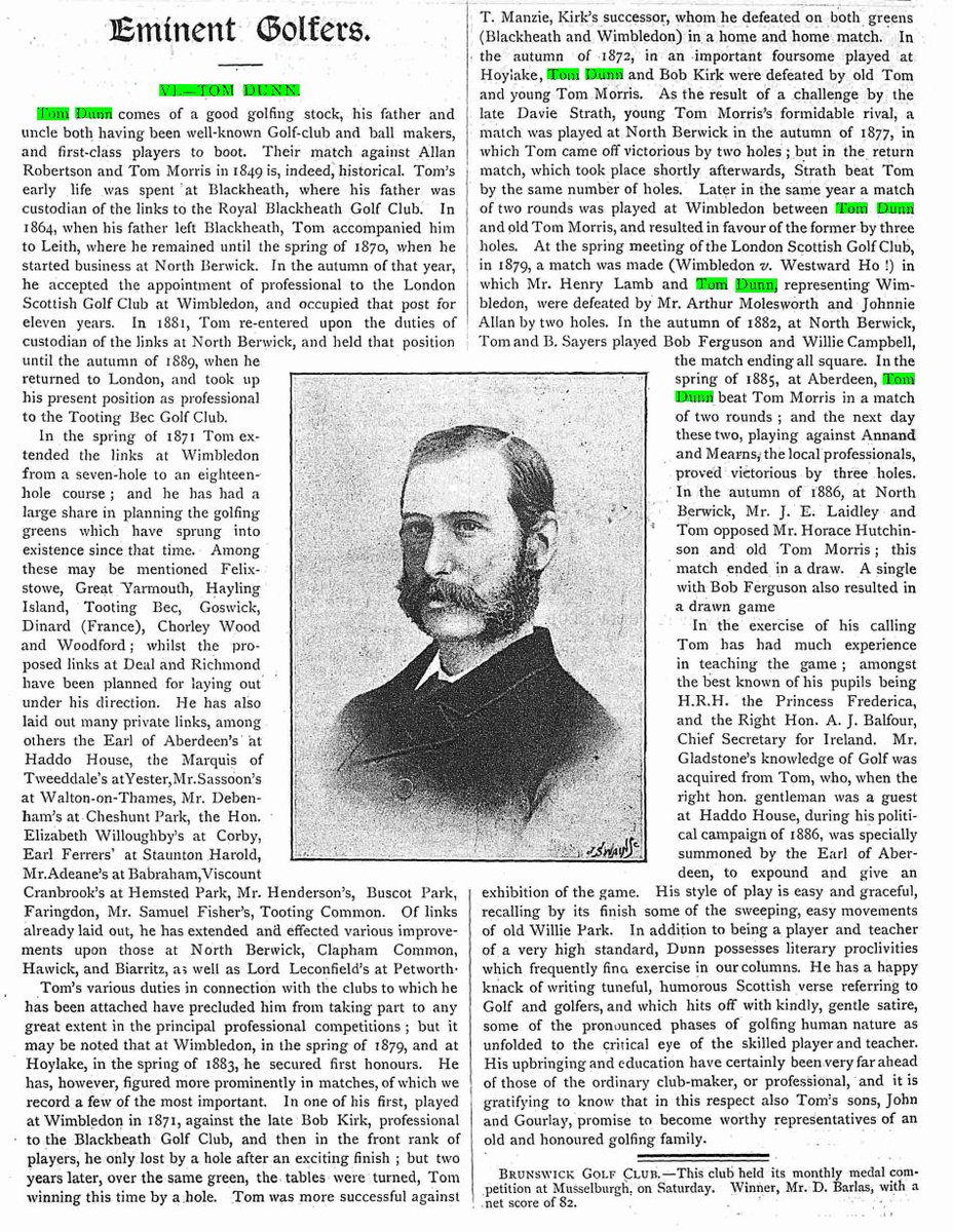 GOLF, 1891 Eminent Golfers. Tom Dunn