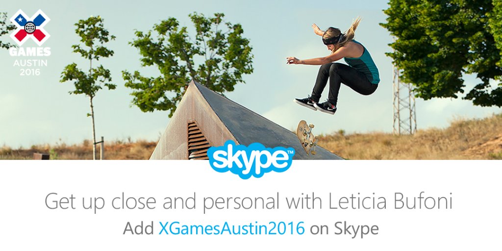 Want to join <a href="/LeticiaBufoni/">Leticia Bufoni</a> &amp; <a href="/frendlypresents/">FrendlyPresents</a> on a group video call? sk.ype.ms/4I6zS8 #SkypeXGames  #Sweeps
