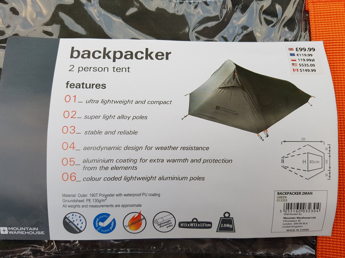 david43crosbie's tweet photo. From @MountainWHouse, currently 49.99 with a 20% extra off on the website atm. #tenttest #backpacker https://t.co/PNU9umniXB