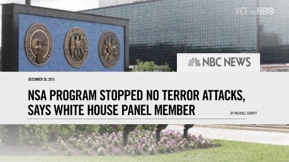 Two independent commissions determined mass surveillance doesn't stop terrorist attacks. #VICEonHBO