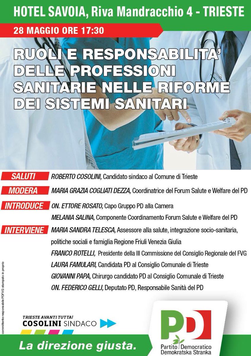 sabato 28 maggio a #trieste parliamo di #responsabilità nella #sanità <a href="/tweetstrieste/">Tweets Trieste</a> <a href="/ElezioniTrieste/">Elezioni Trieste</a> <a href="/ITnewsTS/">IT news Trieste</a>