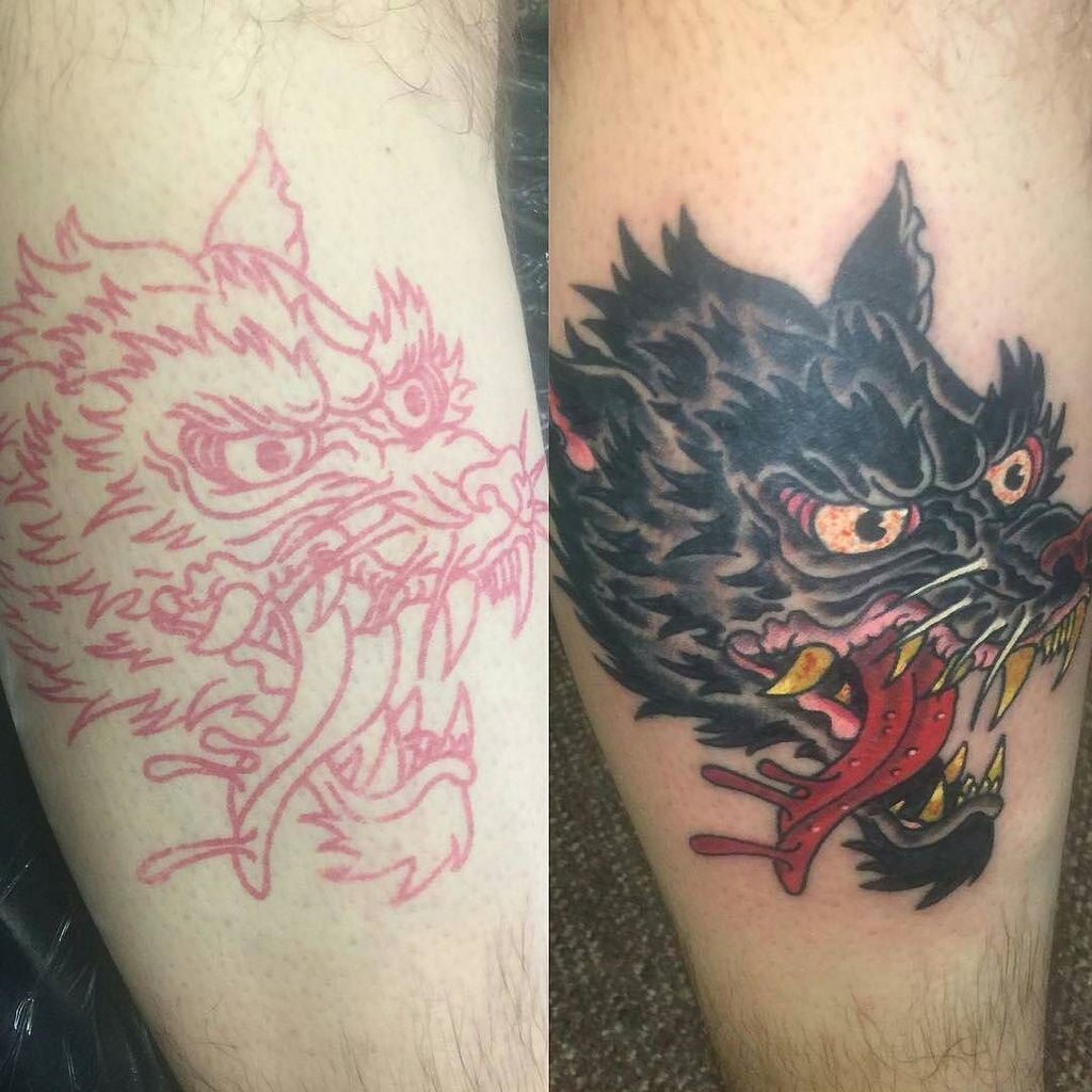 S8Tattoo's tweet photo. Regram from @yeti893 -  Artist Yeti killed it with this ferocious neotrad canine. We really liked the pallette he u… https://t.co/m2llsvyQRm