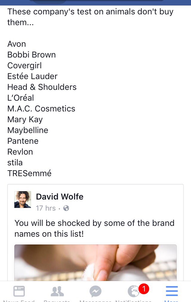 HonestlyHealthy's tweet photo. Shocked to find out these companies test on animals I'm horrified as I have worked with 2 of them. Never again 😢 https://t.co/d8QFk1Rt7P