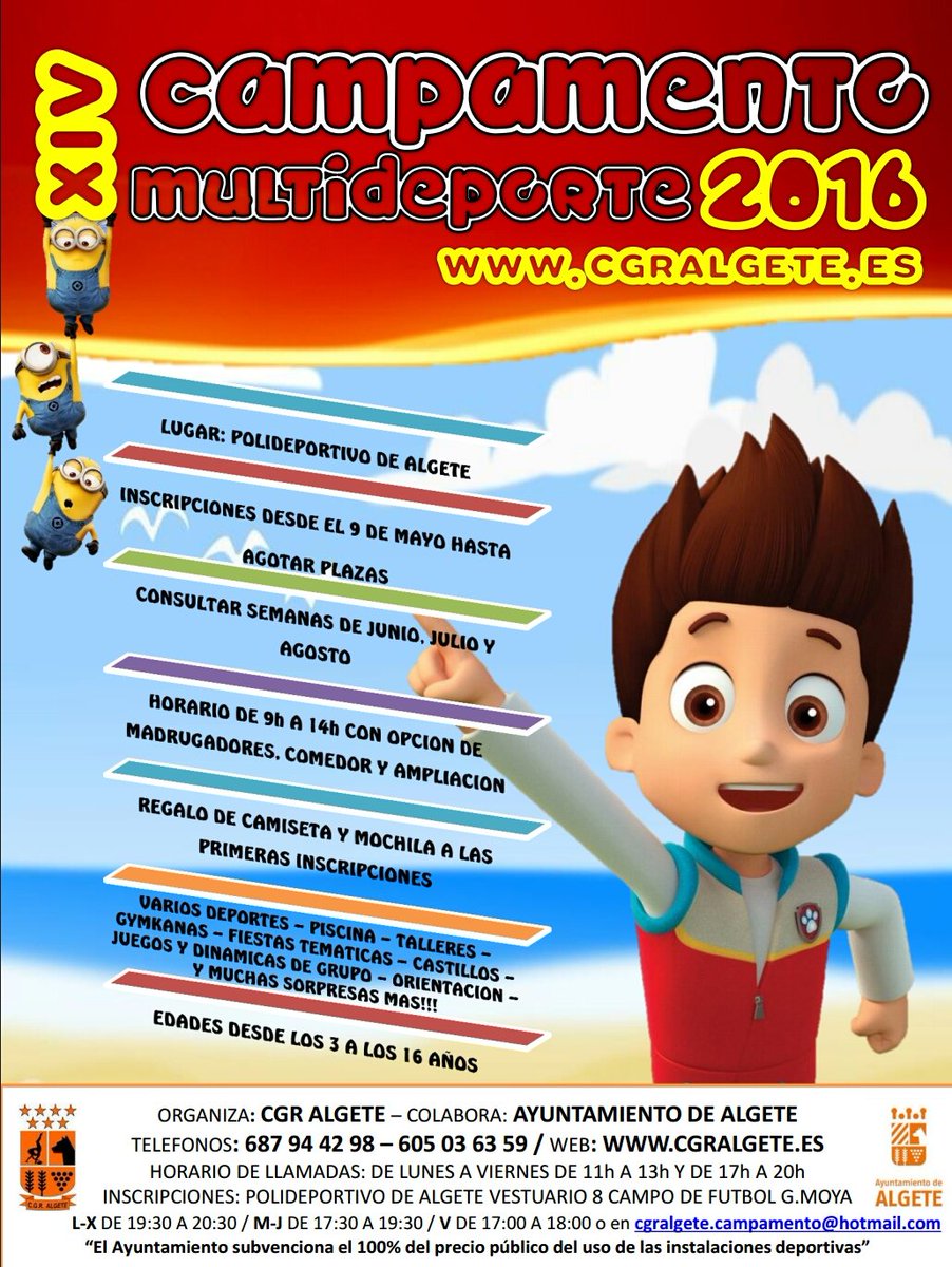 ULTIMOS DIAS para reservar semanas a 35€ en el XIV Campamento Multideporte <a href="/CGRAlgete/">CGRAlgete</a>. Os esperamos otro verano más!
