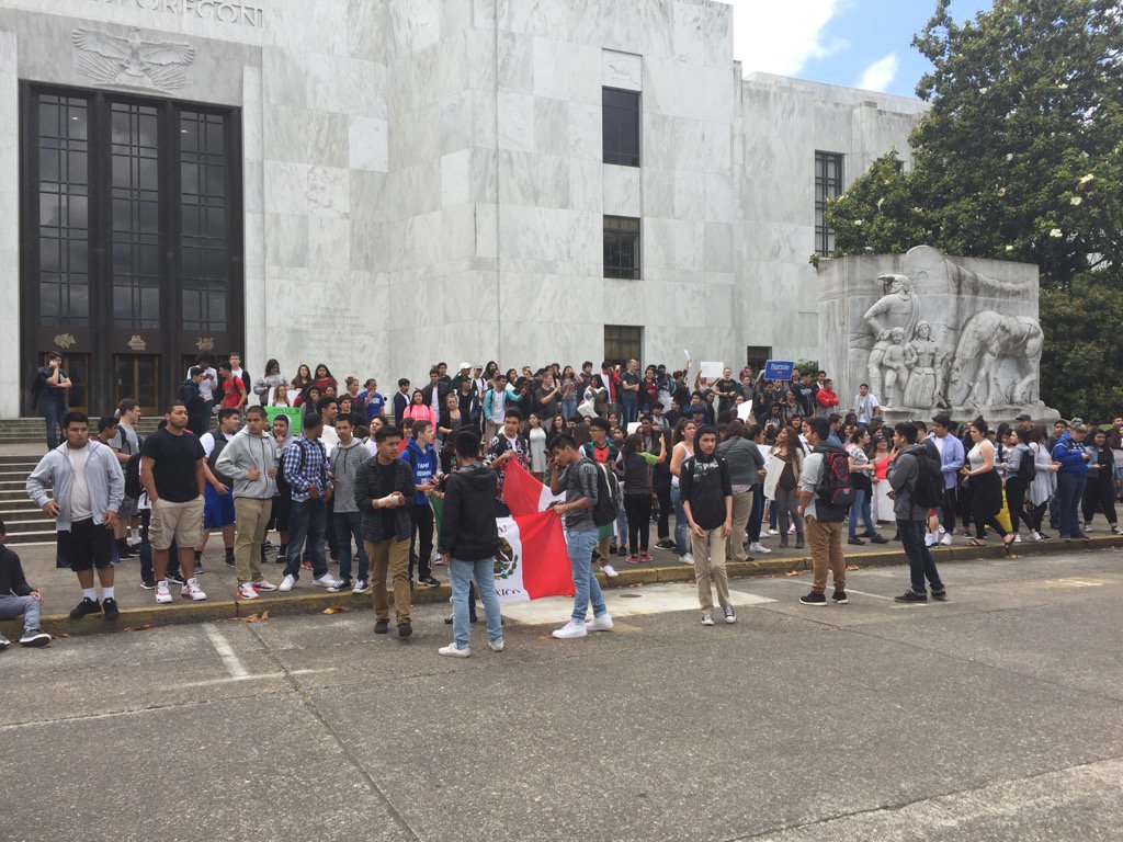 Encountered an anti-Trump rally at the Capitol. Peaceful and youthful.