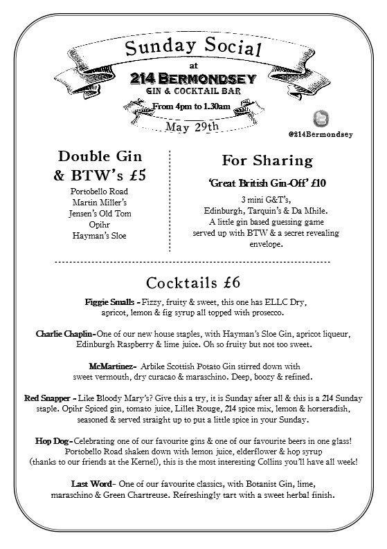 It's Bank Holiday Sunday so we're staying up late! Join us for £5 double G&amp;Ts &amp; £6 cocktails until 1.30am!