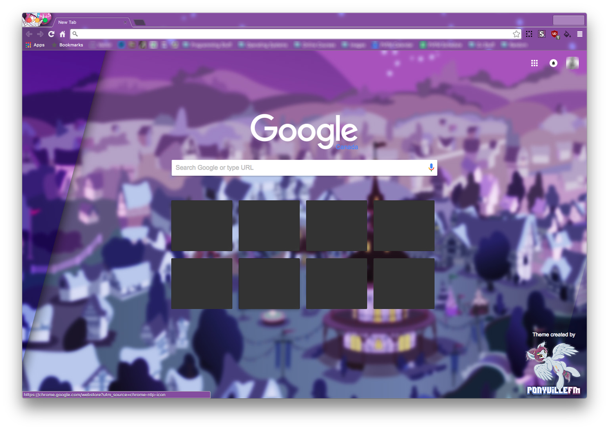 scootaloose's tweet photo. If Chrome decides to decode the background image properly I’m finally ready to ship it #ChromeTheme @PonyvilleFM https://t.co/7qzvLkFKt9