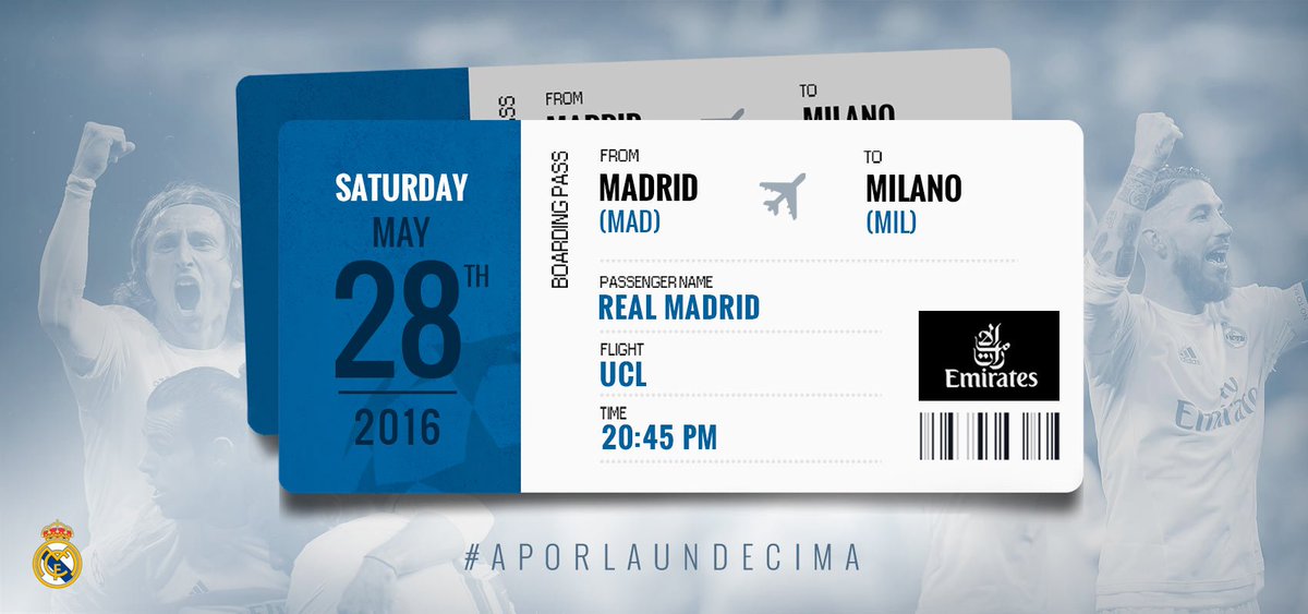 realmadrid's tweet photo. 🎫 ⚽🏆

¡Hoy es el día! 

#APorLaUndecima #HalaMadrid https://t.co/W61iUfDXzx