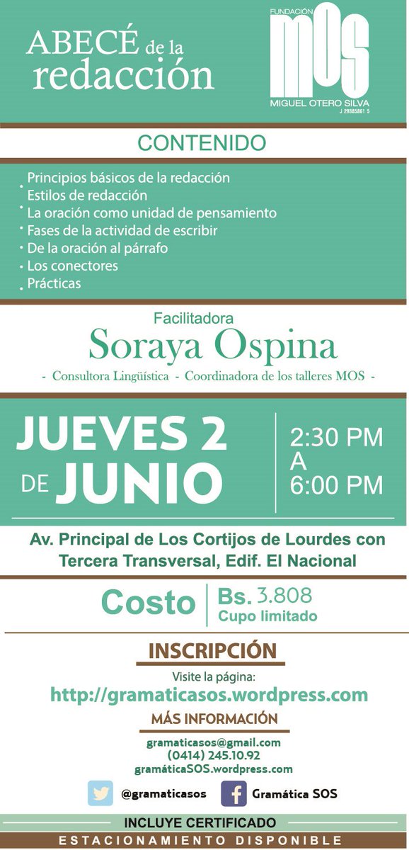 ElNacionalWeb's tweet photo. Te invitamos al curso ABECÉ de la redacción dictado por @sospina ¡Asiste! te esperamos https://t.co/2BEw45mCmU