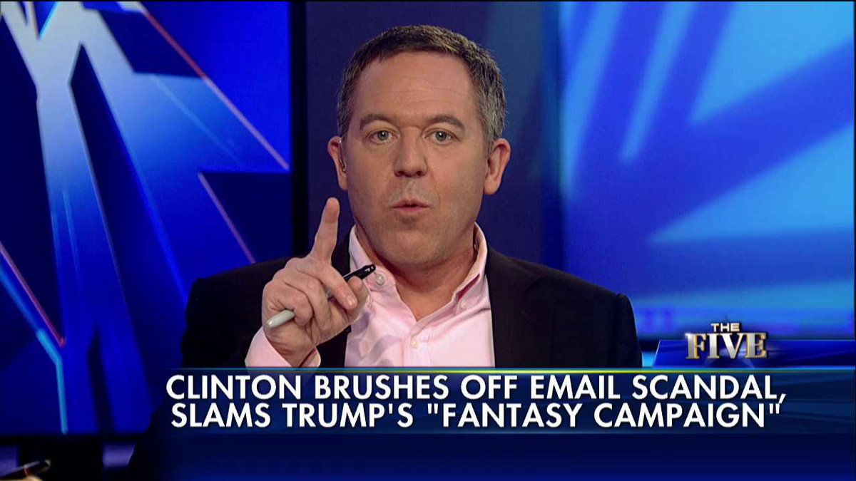 FoxNews's tweet image. .@greggutfeld: &quot;Hillary, would you be fine with every cabinet member having a private server?&quot; #TheFive