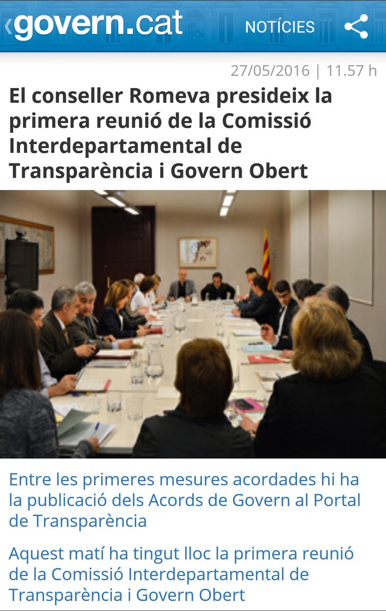 El conseller Romeva presideix la primera reunió de la Comissió Interdepartamental de Transparència i Govern Obert