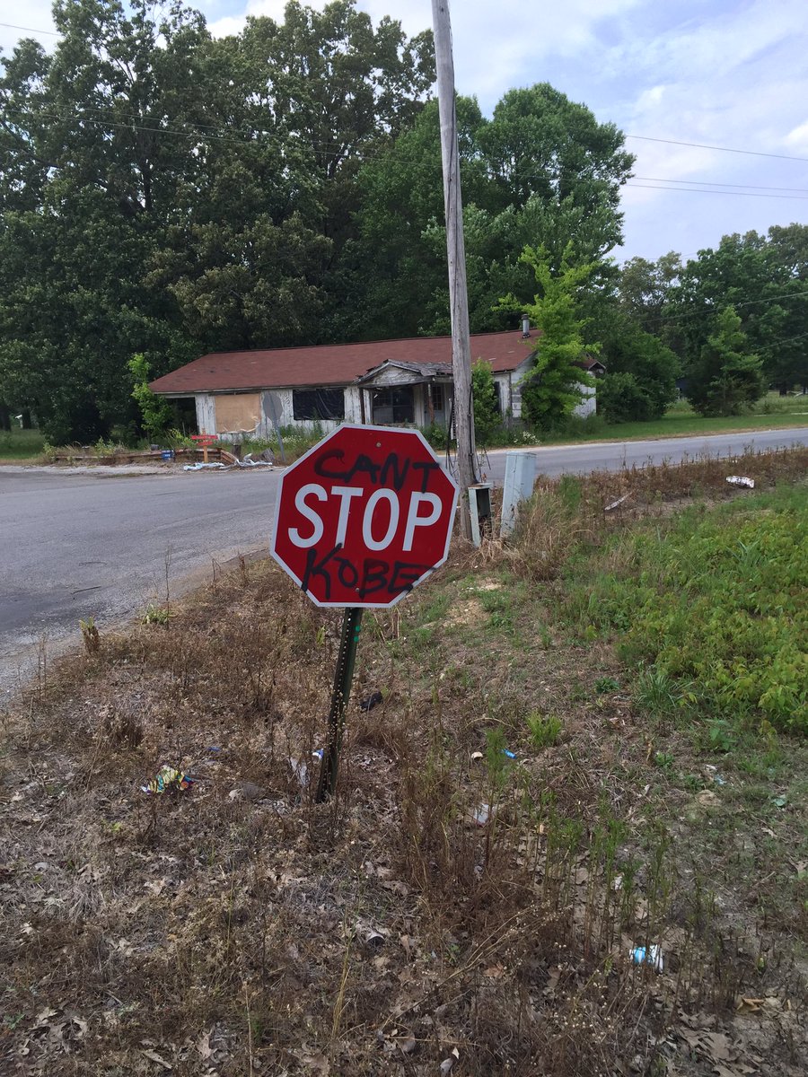 DenseFlud's tweet photo. Someone spray painted this on every stop sign out towards my house https://t.co/JTNwTQV70M