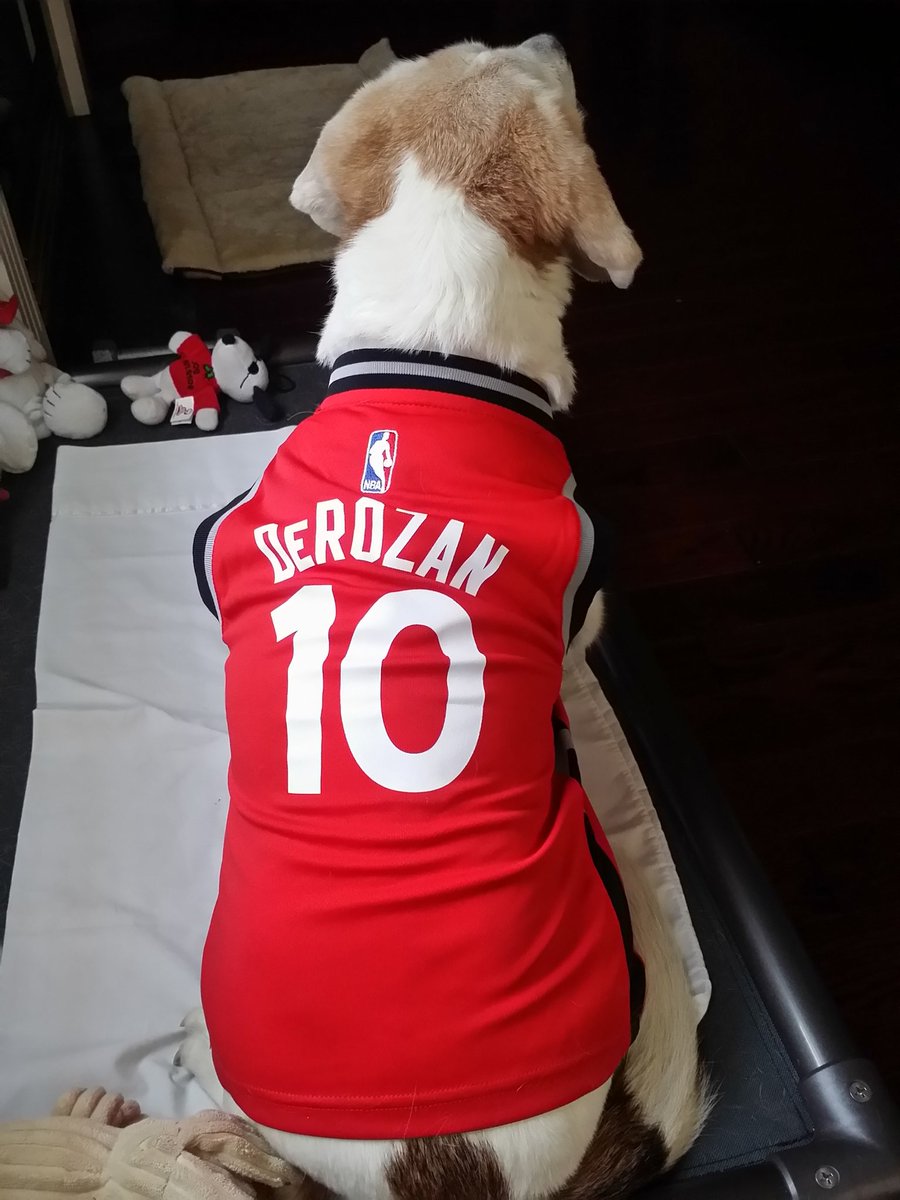 Good luck tonight. My puppy Jersey has your back. <a href="/DeMar_DeRozan/">DeMar DeRozan</a>