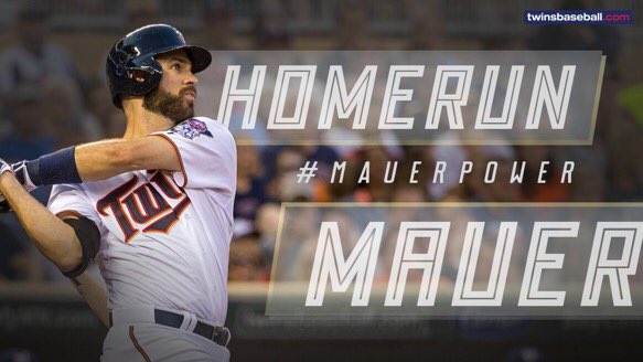 Twins's tweet photo. Touch em' all, Mauer! #MauerPower
#MNTwins https://t.co/N7vdBpdVAN