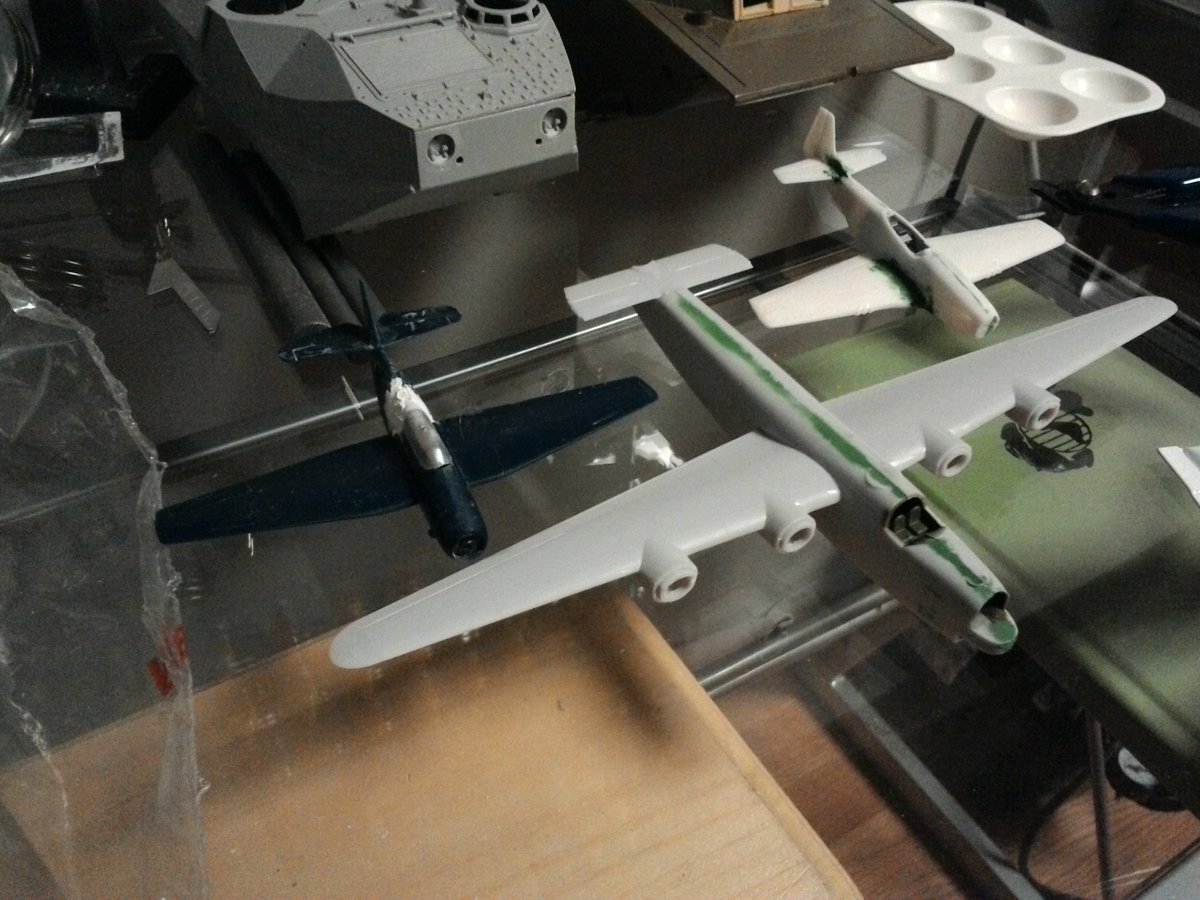 1833pilot's tweet image. Tomorrow&apos;s efforts: 1/144 TBM(fire bomber) 1/144 B-24(ROCAF) &amp;amp; 1/87 F-51D(111thFIS) #scalemodelkits #avgeek