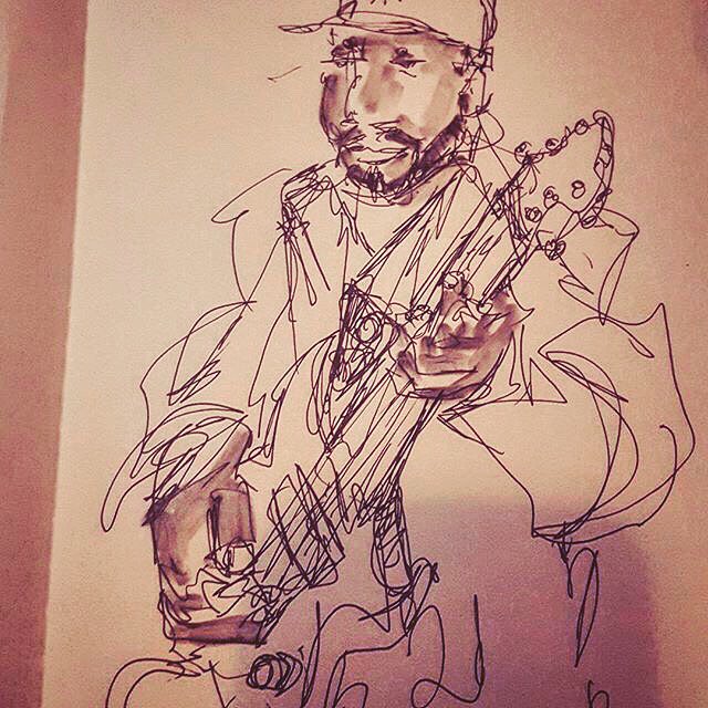 Fan art love for our bassist, #tinylindsey. <3 Drawn by <a href="/zeruch/">zeruch</a> when we last played #artwalkSJ at <a href="/cafestritch/">Cafe Stritch</a> #FBF