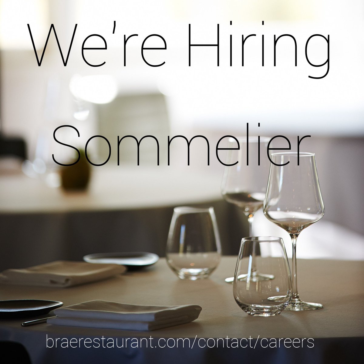 We're searching for a sommelier to join our team. Please spread the word.