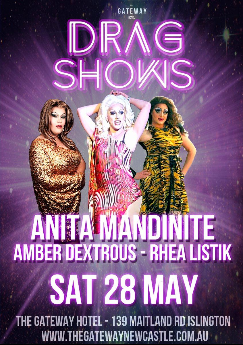 TheGNewcastle's tweet photo. Anita Mandinite, Rhea Listik and Amber Dextrous! Come down for drinks, dancing and DRAG! https://t.co/aQ3yI3TINm