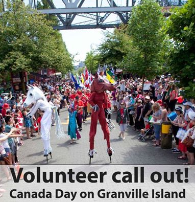 Granville Island is looking for volunteers for Canada Day! ow.ly/NJvI300A9q4