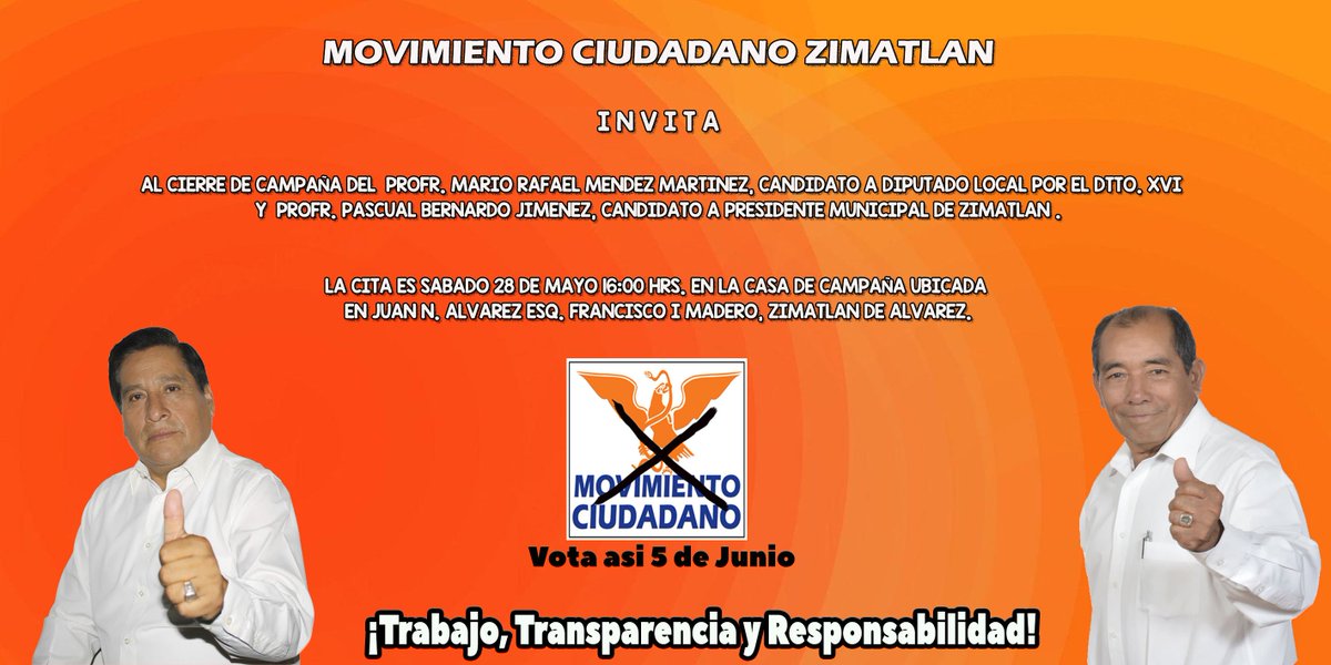 MRafaelMM's tweet photo. Movimiento Ciudadano #Zimatlan invita al cierre de campaña #DttoXVI #Ocotlan #VamosConMarioRafael  @MovCiudadanoOax https://t.co/8d0cZR7P2v