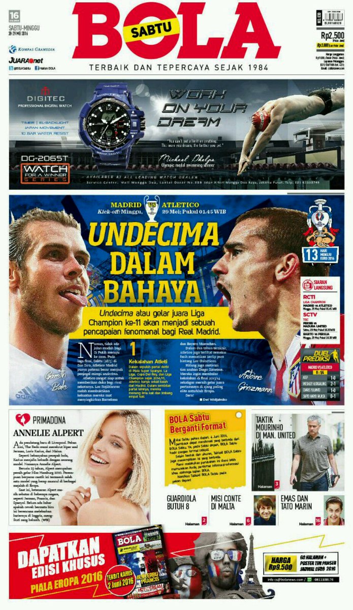 BOLASabtu's tweet image. Gelar UCL ke11 terasa Indah utk @realmadrid, tp @Atleti tdk menyerah! Baca di BOLA Sabtu 28 Mei. Sdh beredar!