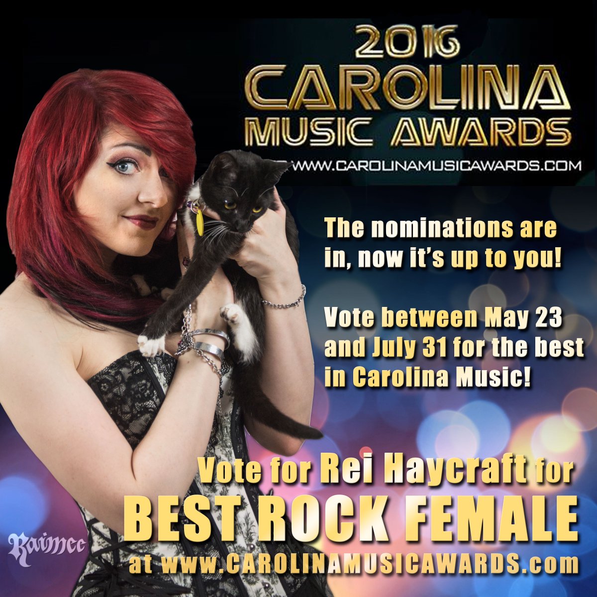 raimeemusic's tweet image. Rei has been nominated for a Carolina Music Award! Click the link to vote! @CMAwards awardshownation.wufoo.com/forms/carolina…