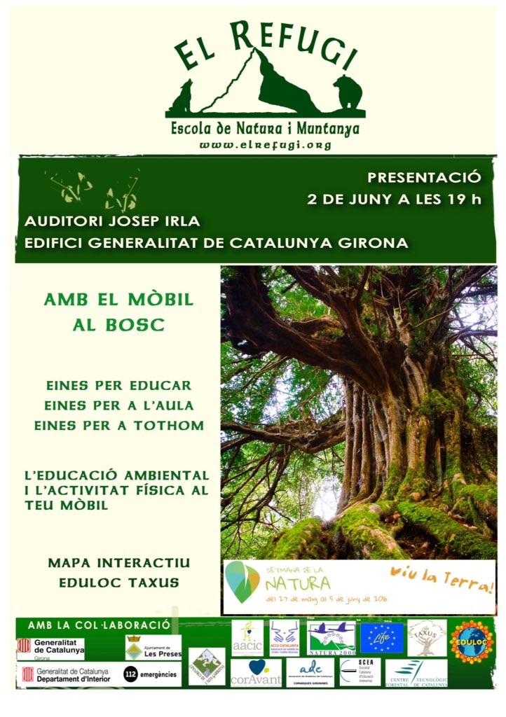 ElRefugiEscola's tweet photo. #EducacióAmbiental #Teixedes i #ActivitatFísica al teu mòbil.
@edu365 @ICHN_Garrotxa @escolanova21 @GLSEOBarcelona https://t.co/DNpemCqZL2