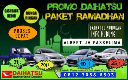 Albert_Generali's tweet photo. Promo daihatsu Nunukan,
Kunjungi dealer kami di JL. TVRI DEPAN PANGKALAN, NUNUKAN
ATAU HUBUNGI 081230886503 https://t.co/mSblJSsV7K