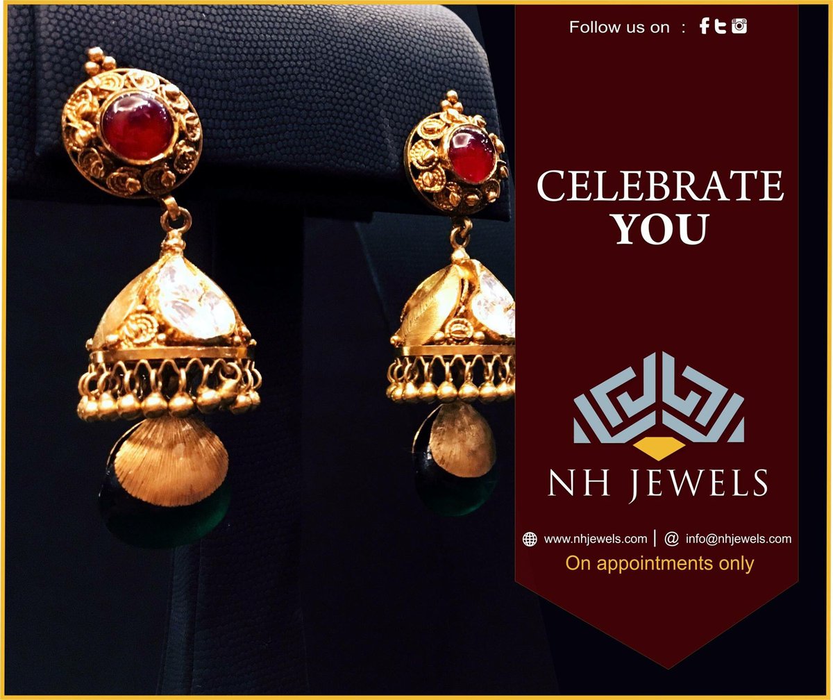 NH_JEWELS's tweet photo. Show off these beautifully crafted earrings at any occasion. jewellerycollection #gold #jhumkas #ruby  #Traditional https://t.co/4hcUf7Uw5K