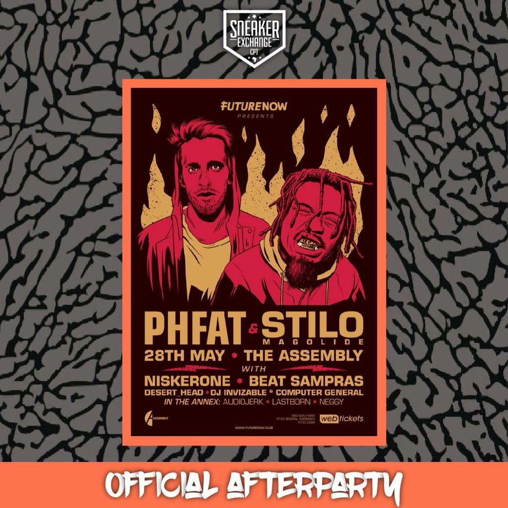 Tonight is the Night! Get your R120 <a href="/webticketsSA/">webtickets.co.za</a> now / Door R150 / <a href="/SXC_ZA/">Sneaker Exchange</a> Official After Party #FutureNowZA 🔊🍾🎉🇿🇦