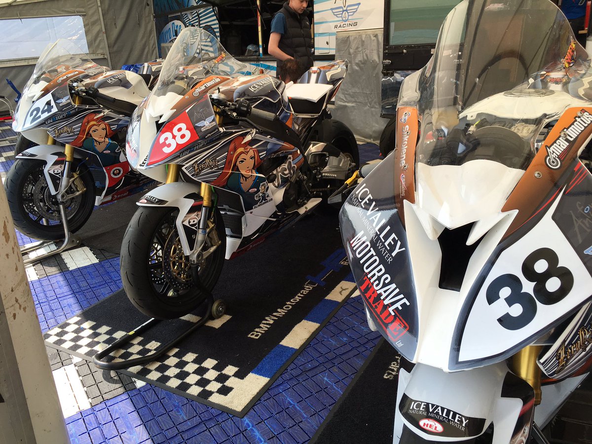 steve4anjels's tweet photo. We seem to have a few bikes this year at the #iomtt2016 #BMW @IceValleyRacing @steffouranjels https://t.co/rcoIS24zWT