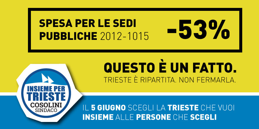 insiemeperTS's tweet photo. La buona #amministrazione della cosa #pubblica a #Trieste: #affitti sedi -53%. #cosolinisindaco #AvantiTutta https://t.co/dFw3q3gSmn
