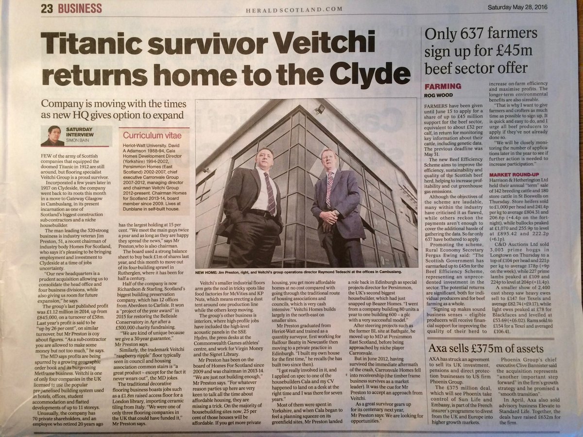 elmedinburgh's tweet image. Veitchi Group's MD, Jim Preston, interviewed by @simonbainherald today in @_HeraldBusiness @heraldscotland #ClientPR