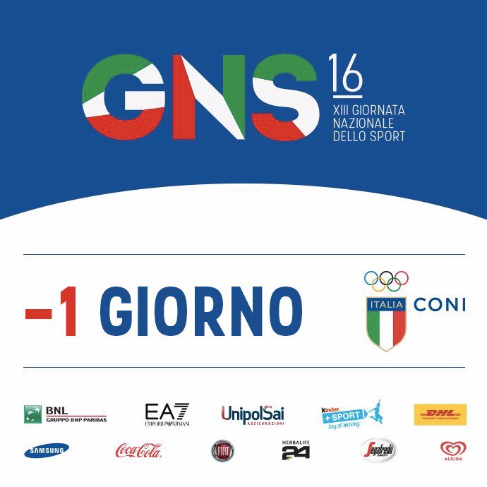 Coninews's tweet photo. Se ti piace lo sport preparati a tutto! Domani 29 maggio Giornata Nazionale dello Sport #GNS16 https://t.co/FzFjXc34kG