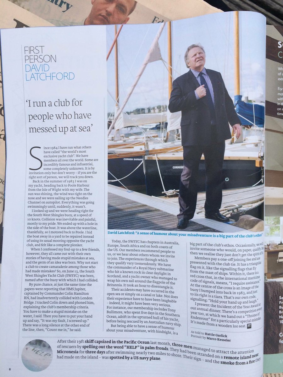 SimonShawUK's tweet photo. Great to see our #SWSYC Commodore in the @FT today. #legend #sailingFAIL https://t.co/CUDvGNEBi3