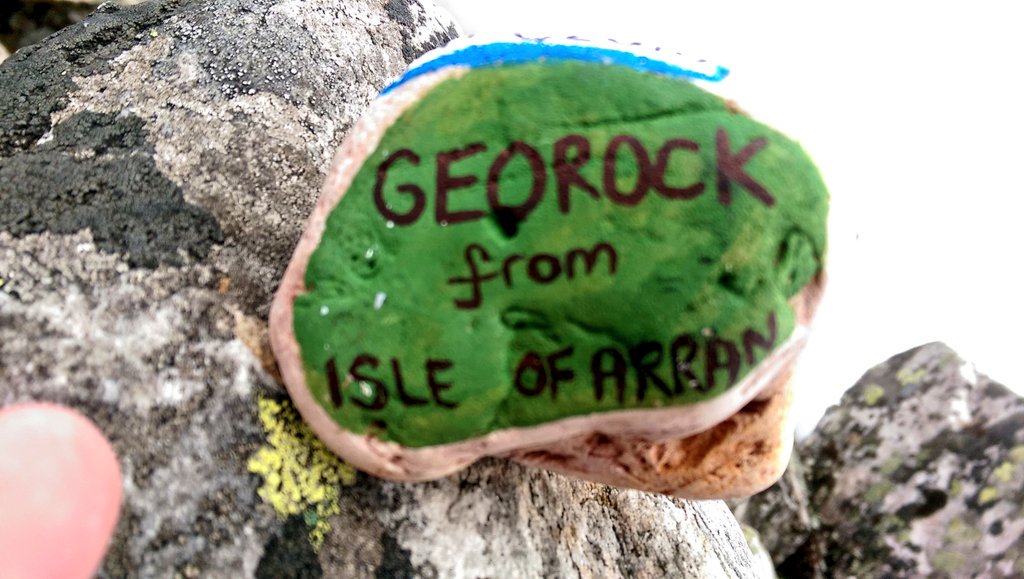 DMWScotland's tweet photo. Left @VisitArran rock on top of #Schiehallion. New mountain challenge game? #georock https://t.co/NnJk0Pnd03 https://t.co/01vem9kcOT