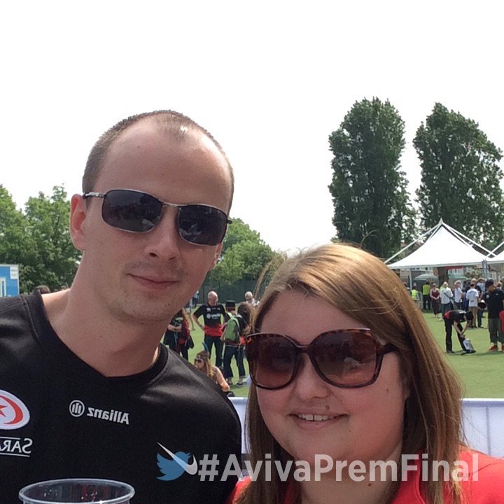 Scott and Emma enjoying the sunshine and build up to kick-off. #AvivaPremFinal